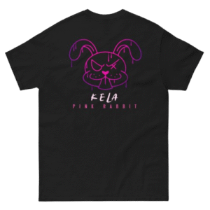 Camiseta negra Pink Rabbit, conejo rosa
