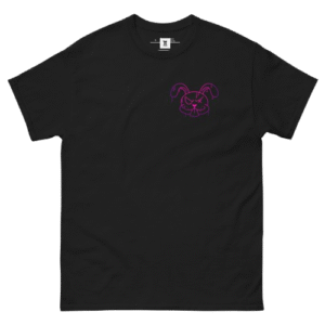 Camiseta negra Pink Rabbit, conejo rosa